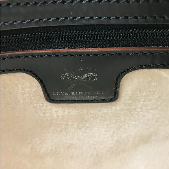 ANYA HINDMARCH Italian Leather Bow Handbag Tote Black Clasic Luxury Designer Y2K - Picture 13 of 13